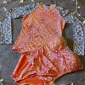Tommy Bahama Coral Medallion Long Sleeve Rash Guard w/ Bandeau Swimsuit